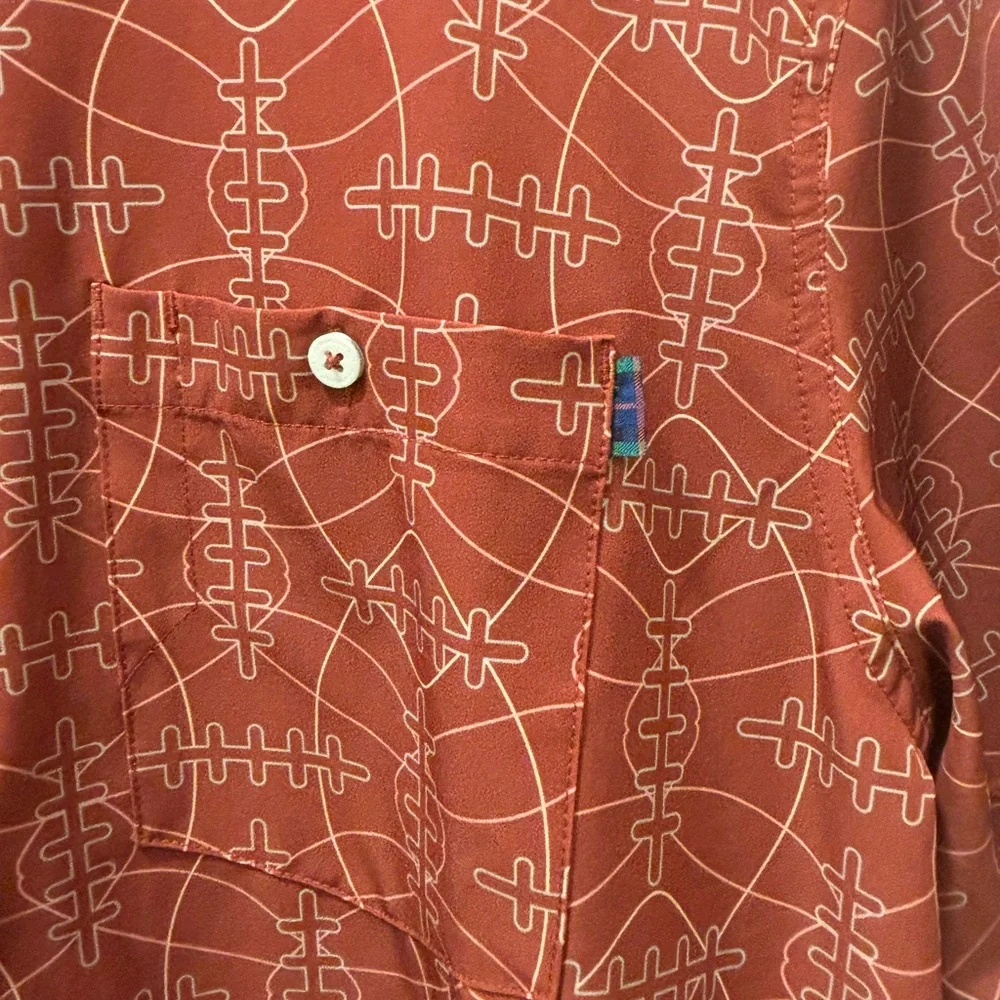 William Murray Men's Geometric Short Sleeve Button Down Golf Shirt XL Football - Picture 3 of 10